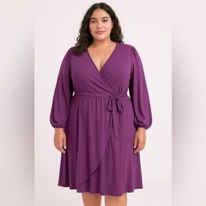 Ava & Viv Deep Purple Wrap Dress